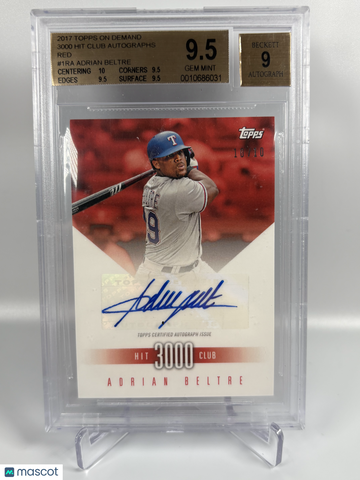 2017 Topps On Demand 3000 Hit Club Autographs Red Adrian Beltre #1RA BGS 9.5 Auto 9