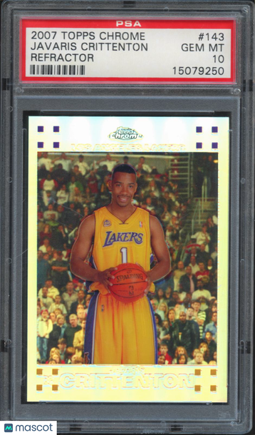Graded 2007 Topps Chrome Refractor #143 Javaris Crittenton PSA 10 Basketball Card