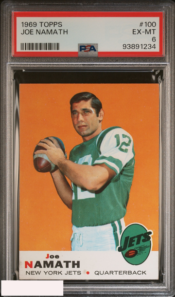 1969 TOPPS JOE NAMATH #100 NEW YORK JETS HOF PSA 6 EX-MT