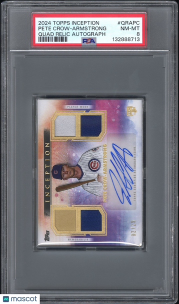 2024 Topps Inception Quad Relic Autographs Pete Crow-Armstrong #QRAPC Inception /25 PSA 8 Topps