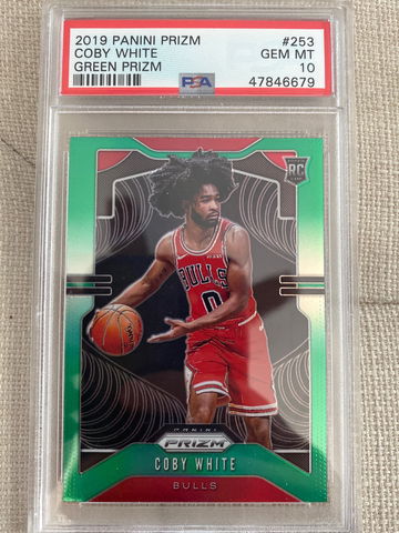 2019-20 Coby White RC PSA 10 GREEN PRIZM #253