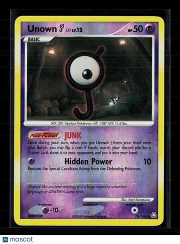 Pokemon 2012 Legends Awakened Unown J #76/146