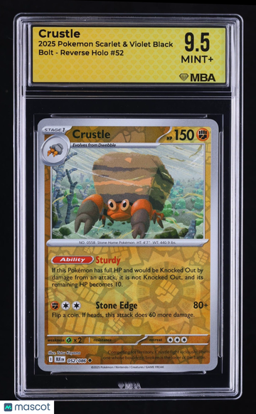 2025 Pokemon Scarlet & Violet Black Bolt Crustle Reverse Holo MBA 9.5 #52