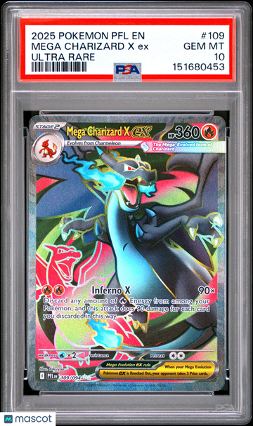 2025 Pokemon PFL EN-Phantasmal Flames Mega Charizard X EX Ultra Rare PSA 10 #109