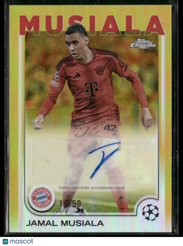 2025 2024-25 Topps Chrome UEFA Jamal Musiala #CA-JM Gold Refractor /50 Auto Topps