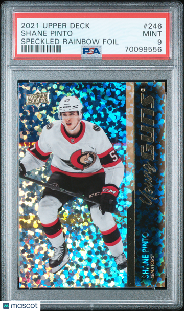 2021-2022 Upper Deck Shane Pinto Speckled Rainbow Foil Rookie PSA 9