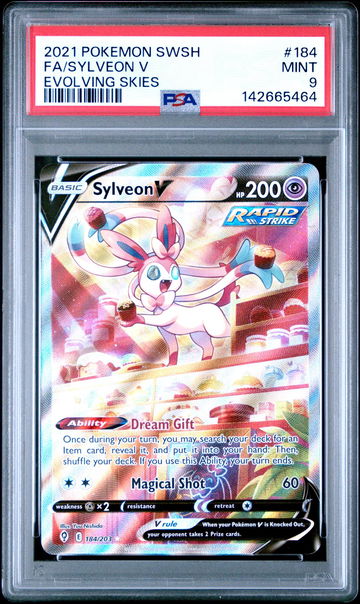 2021 Pokemon Sword and Shield Evolving Skies Sylveon V #184 PSA 9