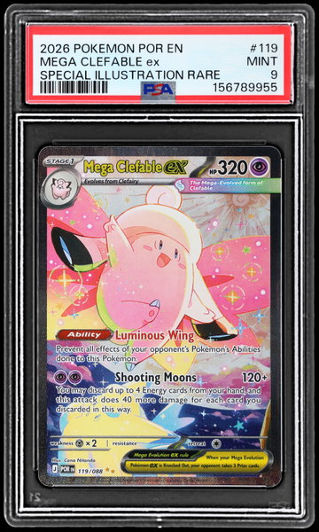 2026 Pokemon Perfect Order Mega Clefable EX Special Illustration Rare PSA 9