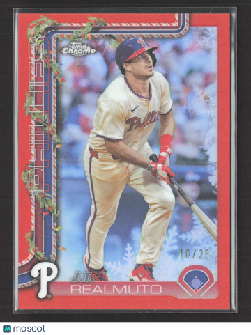2025 Topps Chrome Holiday J.T. Realmuto HC33 Red /25 MLB Baseball Card Phillies