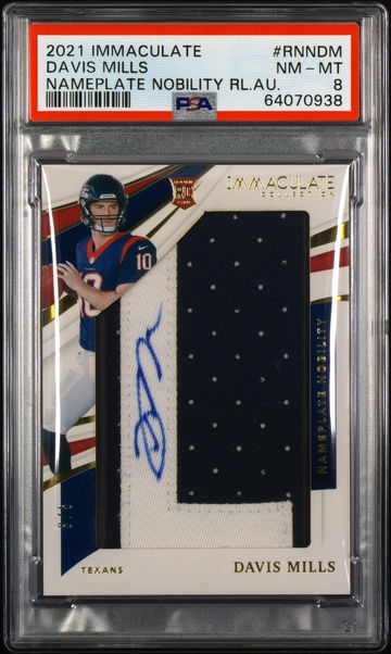 2021 Immaculate Davis Mills Nameplate Jersey Auto PSA 8