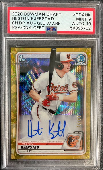 2020 Heston Kjerstad Bowman Draft Gold Wave Auto PSA 9 Mint