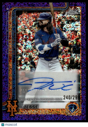 2025 Topps Chrome Update Jesse Winker #AC-JW Chrome Update Autographs Purple Speckle Refractor SN AU
