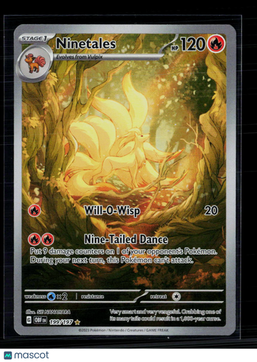 2023 Obsidian Flames Ninetales Holo Secret Rare #199/197