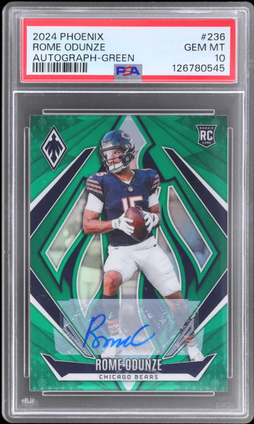 2024 Panini Phoenix Rome Odunze Rookie Autographs Green PSA 10