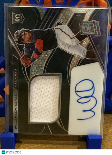 2021 Panini Spectra William Contreras #167 Spectra Rookie Jersey Autographs Neon Blue SN MEM AU