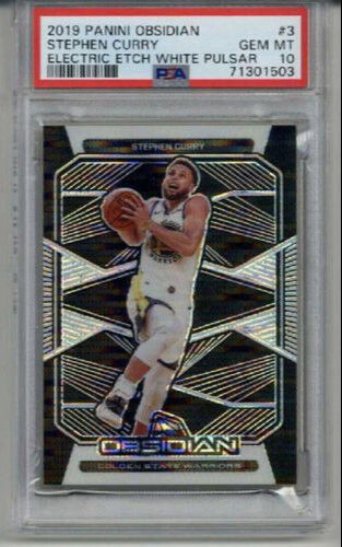 2019 PANINI OBSIDIAN ELECTRIC ETCH WHITE PULSAR #3 STEPHEN CURRY PSA 10