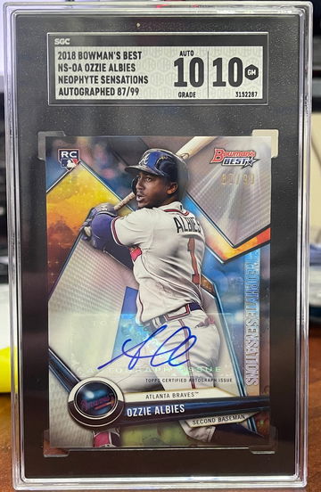 2018 Bowman’s Best Ozzie Albies Neophyte Sensations Auto 87/99 SGC 10 Gem Mint  