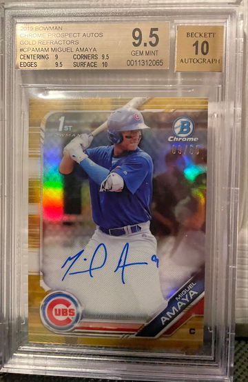 2019 Bowman Chrome Miguel Amaya Gold Auto /50