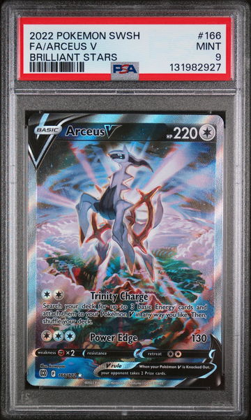 2022 Pokemon Sword and Shield Brilliant Stars Ultra Rare Arceus V #166 PSA 9