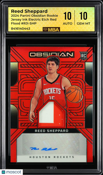 2024 Panini Obsidian Rookie Jersey Ink Reed Sheppard #RJI-SHP Electric Etch Red Flood MBA 10