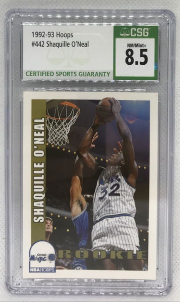 1992-3 Hoops Basketball Shaquille O'Neal Rookie Card RC CSG 8.5
