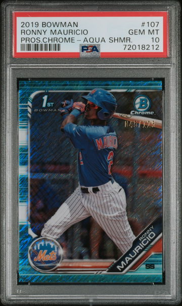 2019 Bowman Chrome Prospect Aqua Shimmer Refractor Ronny Mauricio #BCP107 /125 PSA 10