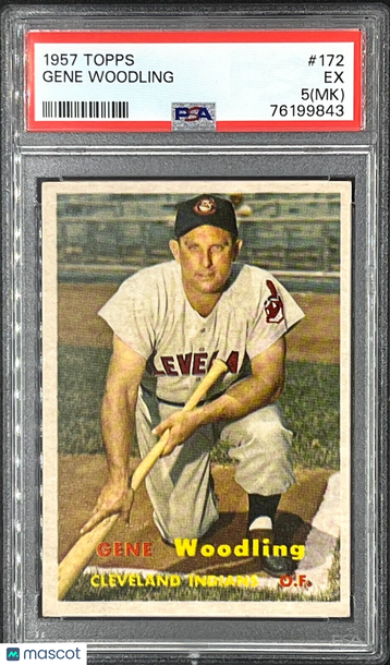 1957 Topps baseball card # 172 Gene Woodling, Cleveland Indians PSA 5(MK)