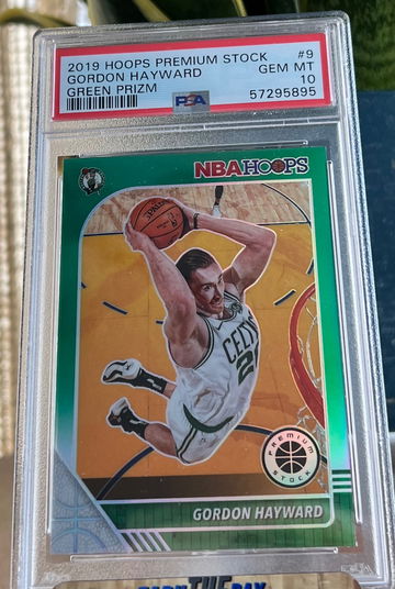 2019 NBA Hoops Premium Stock Green Prizm Gordon Hayward #9 PSA 10 Gem Mint Pop 1