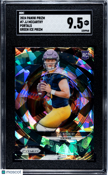 2024 Panini Prizm JJ Mccarthy #7 Portals Green Ice SGC 9.5