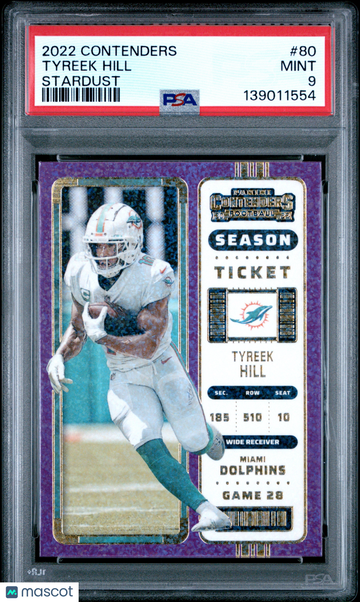 2022 Panini Contenders Tyreek Hill #80 Stardust PSA 9