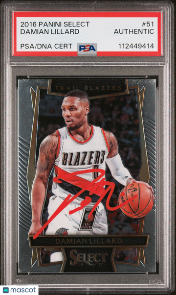 2016 Panini Select Damian Lillard #51 PSA A Auto A