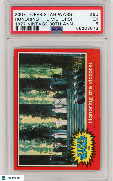 2007 Topps Star Wars 1977 Vintage 30th Anniversary Stamped Card Honoring The Victors! #90 PSA 5