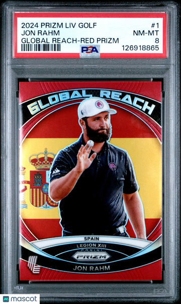 2024 Panini Prizm LIV Golf Global Reach Jon Rahm #1 Red PSA 8