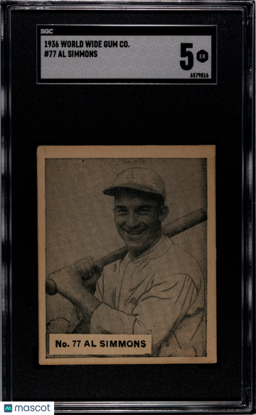 1936 World Wide Gum Co. Al Simmons #77 SGC 5