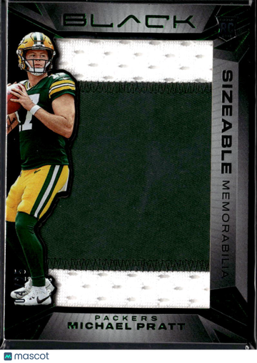 Michael Pratt 2024 Panini Black RC Sizeable Memorabilia Green Bay Packers