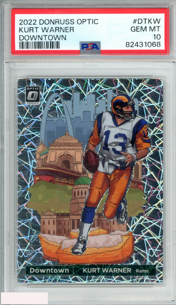2022 PANINI DONRUSS OPTIC DOWNTOWN KURT WARNER #DTKW RAMS HOF PSA 10 GEM MT