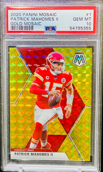 Patrick Mahomes Gold PSA 10 Mosaic 2020 1st year Mosaic