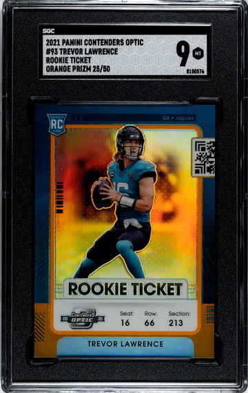 2021 Panini Contenders Optic Trevor Lawrence Rookie Ticket Orange Prizm 25/50 SGC 9
