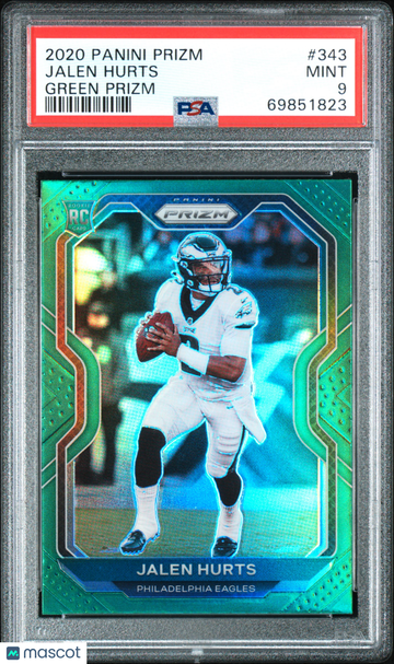 2020 Panini Prizm Jalen Hurts #343 Green Rookie RC PSA 9