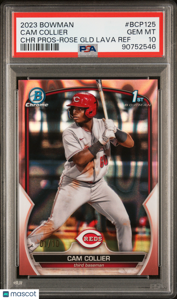2023 Bowman Chrome Prospects Cam Collier #BCP125 Rose Gold Lava /10 PSA 10