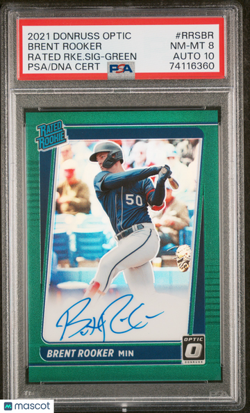 2021 Panini Donruss Optic Rated Rookie Signatures Brent Rooker #RRSBR RKE. SIG Green PSA 8 Auto 10