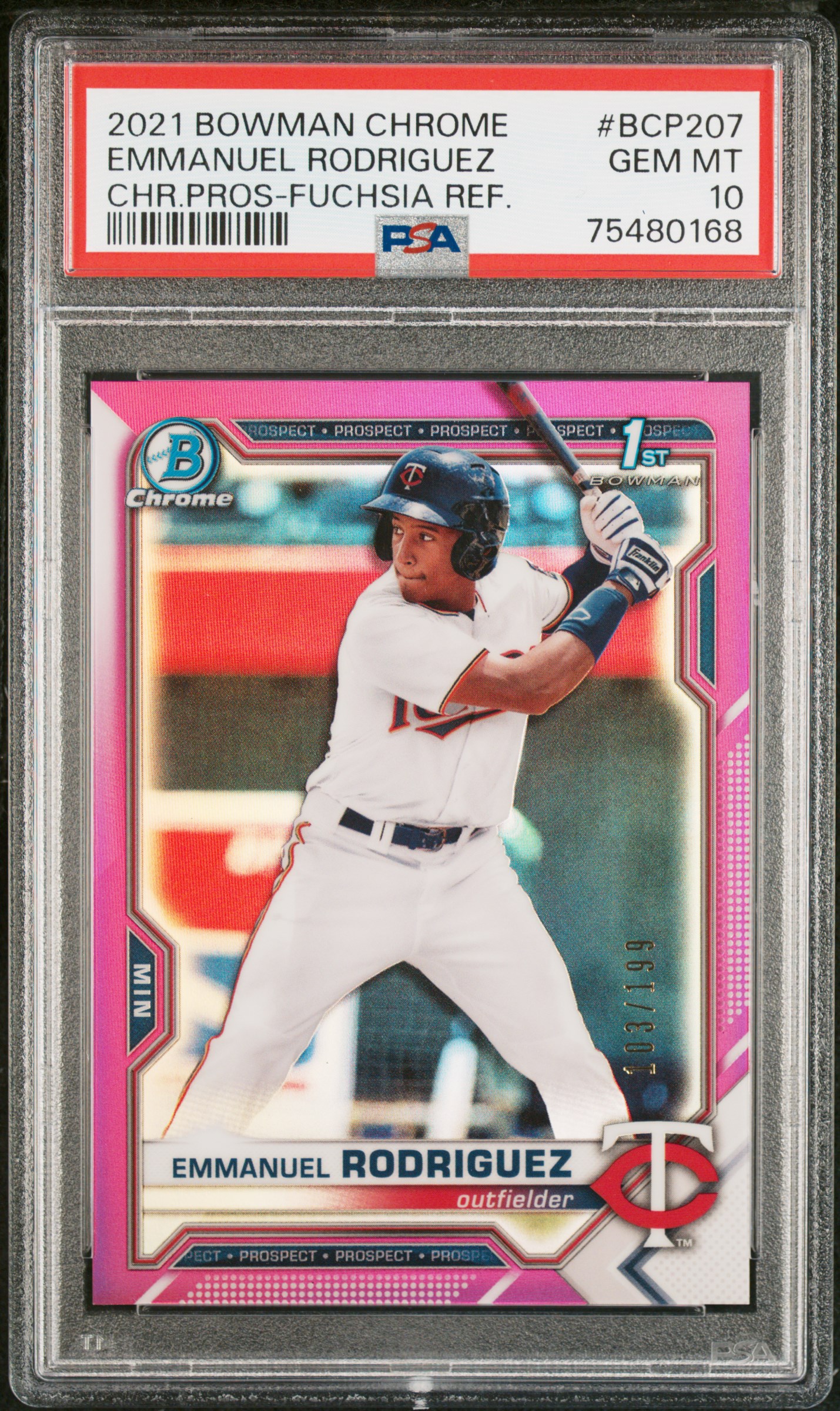 2021 Bowman Chrome Prospects  Emmanuel Rodriguez #BCP207 FUCHSIA REF. PSA 10