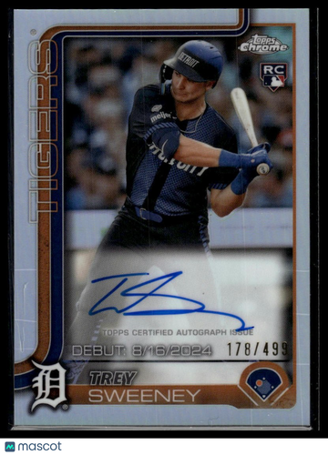 2025 Topps Chrome Update Trey Sweeney #CRDA-TS Rookie Debut Autographs Refractors SN AU
