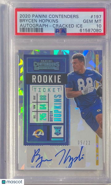 2020 Panini Contenders Brycen Hopkins #197 Autograph Cracked Ice PSA 10