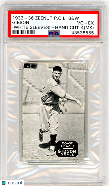 1933-36 Zeenut Pacific Coast League B&W Gibson (White Sleeves) Hand Cut MK PSA 4