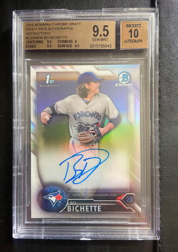 2016 bowman chrome draft refractor Bo Bichette bgs 9.5/10 auto gem mint