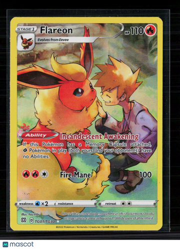 2022 Brilliant Stars Flareon Holo Rare CHR #TG01/TG30