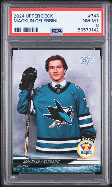 2024 Upper Deck Macklin Celebrini #743 PSA 8