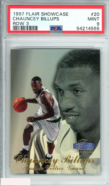 1997 FLAIR SHOWCASE CHAUNCEY BILLUPS #20 ROW 3 CELTICS ROOKIE RC PSA 9 MINT