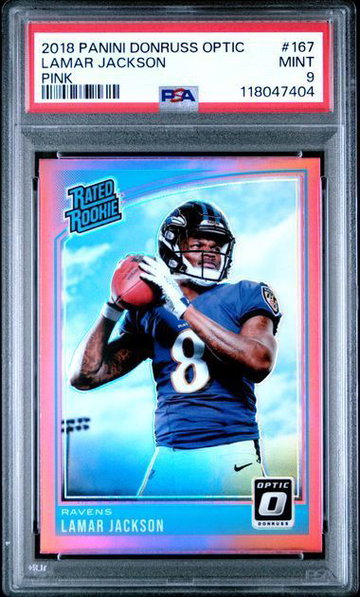 2018 Donruss Optic | Rookie Lamar Jackson | Pink | #167 | PSA 9